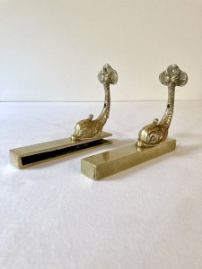 Brass wall supports for bathroom shelf, circa 1950
