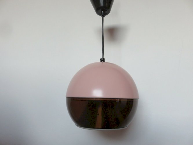 SUSPENSION DIJKSTRA LAMPEN HOLLANDE EN METAL LAQUE, PLEXIGLAS FUME ANNEES 60 