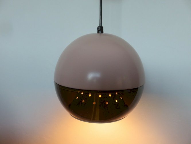 SUSPENSION DIJKSTRA LAMPEN HOLLANDE EN METAL LAQUE, PLEXIGLAS FUME ANNEES 60 