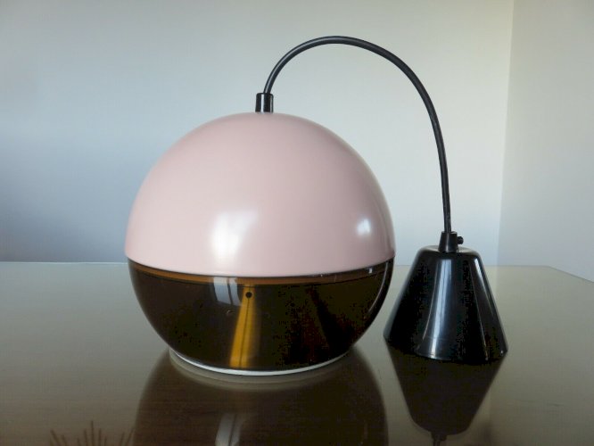 SUSPENSION DIJKSTRA LAMPEN HOLLANDE EN METAL LAQUE, PLEXIGLAS FUME ANNEES 60 