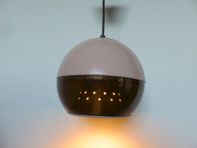 SUSPENSION DIJKSTRA LAMPEN HOLLANDE EN METAL LAQUE, PLEXIGLAS FUME ANNEES 60 