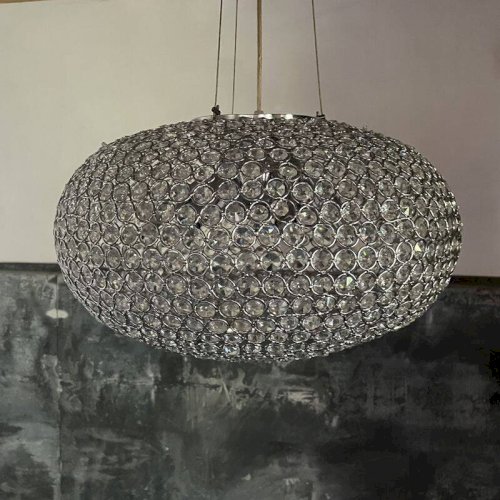 Suspension en perles de verre et métal chromé
