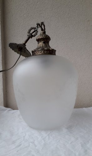 Suspension en verre et bronze