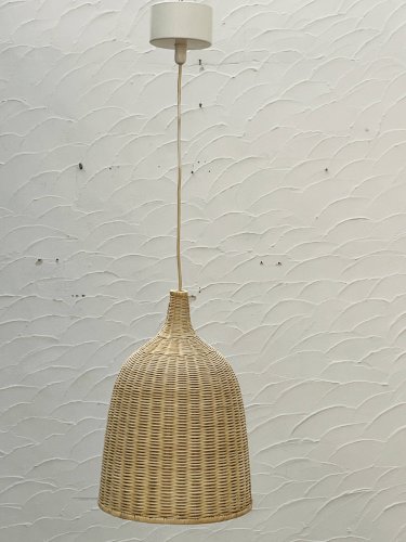 Suspension lustre en osier Ikea vintage, style bohème chic