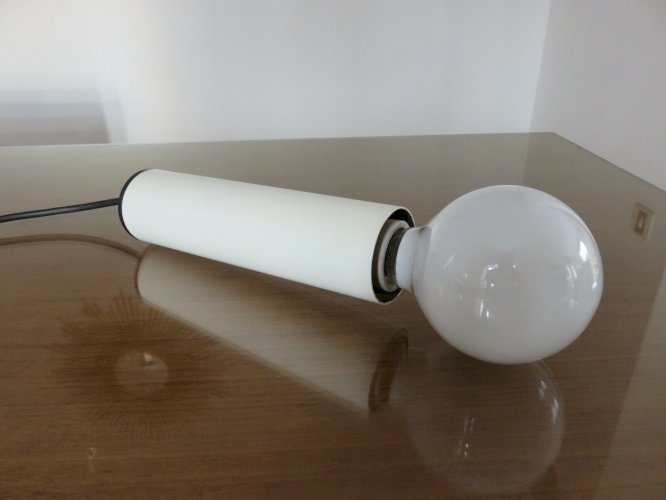 SUSPENSION MINIMALISTE  LITA  TUBE EN METAL LAQUE BLANC ANNEES 70 VINTAGE 