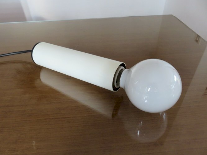 SUSPENSION MINIMALISTE  LITA  TUBE EN METAL LAQUE BLANC ANNEES 70 VINTAGE 