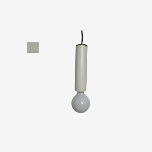 SUSPENSION MINIMALISTE  LITA  TUBE EN METAL LAQUE BLANC ANNEES 70 VINTAGE 