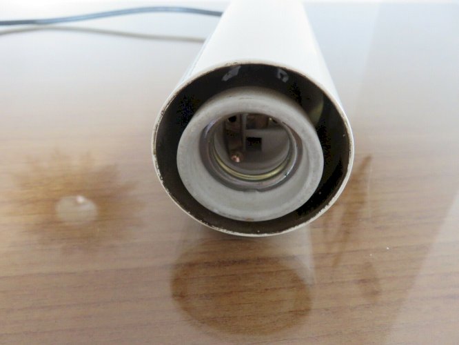 SUSPENSION MINIMALISTE  LITA  TUBE EN METAL LAQUE BLANC ANNEES 70 VINTAGE 
