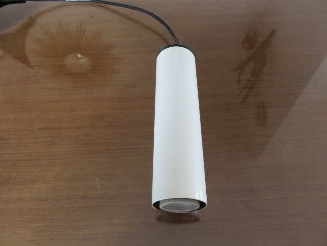 SUSPENSION MINIMALISTE  LITA  TUBE EN METAL LAQUE BLANC ANNEES 70 VINTAGE 