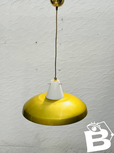 Suspension Philips vintage style Louis Kalff moutarde