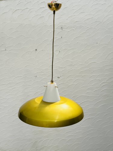Suspension Philips vintage style Louis Kalff moutarde