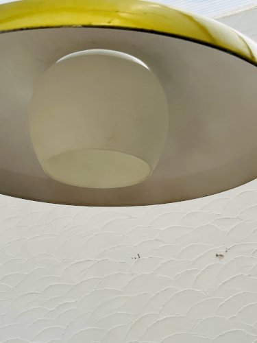 Suspension Philips vintage style Louis Kalff moutarde