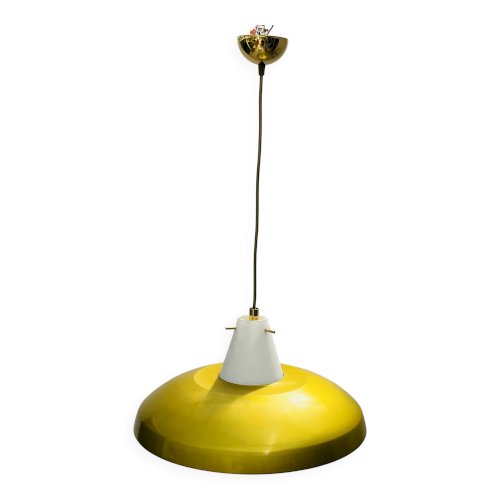 Suspension Philips vintage style Louis Kalff moutarde