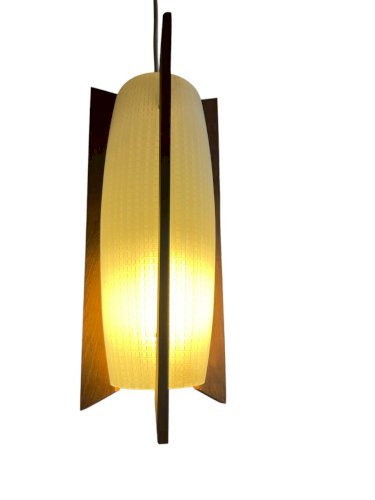 Suspension teck et verre années 50