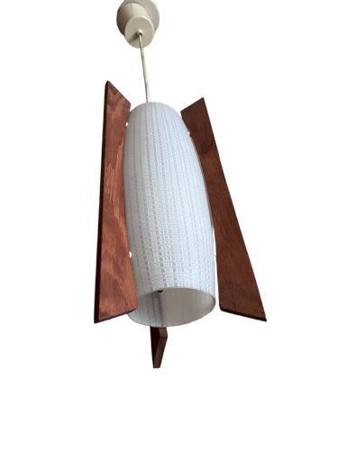 Suspension teck et verre années 50