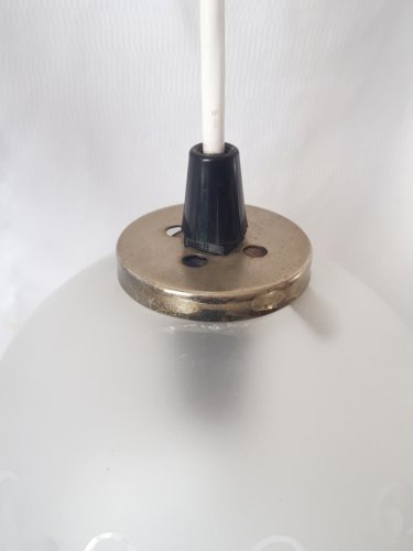 Suspension vintage abat-jour globe festonné verre sablé 