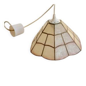 Vintage pink mother-of-pearl pendant – Stained glass style