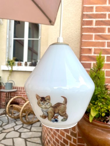 Suspension vintage en opaline 1950/1960