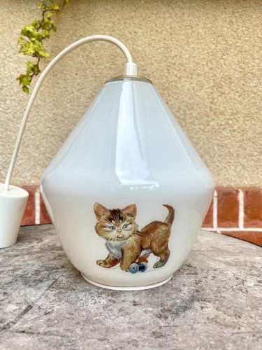 Suspension vintage en opaline 1950/1960