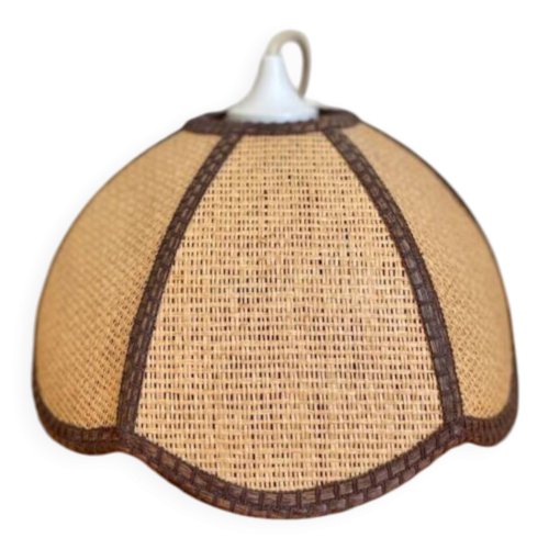 Suspension vintage en rotin formant une fleur