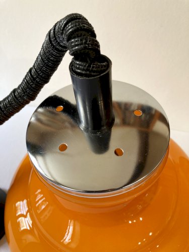 Suspension vintage en verre opalin orange