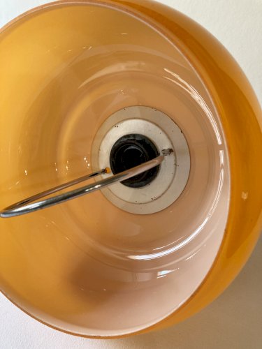 Suspension vintage en verre opalin orange