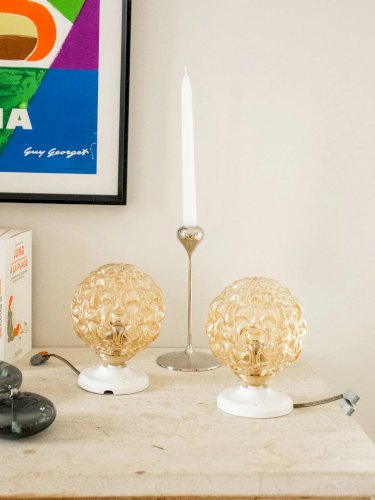 Suzette, la paire d'appliques en verre fumé N°198