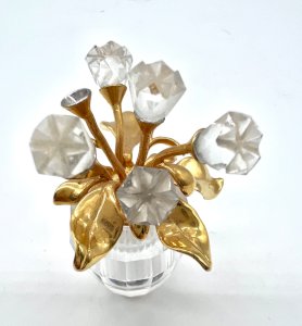 Swarovski – Decorative flower in crystal and gold metal – Elegant collectible item