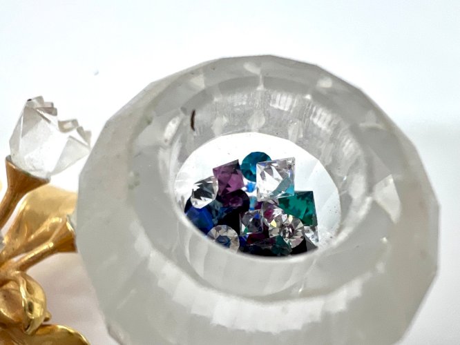 Swarovski – Fleur décorative en cristal et métal doré – Objet de collection élég