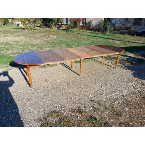 Table 6 Pieds en Noyer 19 éme Ouvrante avec Rallonges
