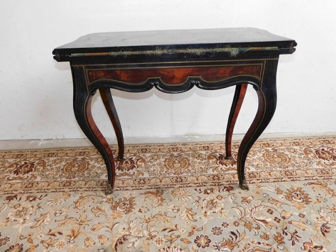 TABLE A JEUX NAPOLEON III SIGNEE HOEFER