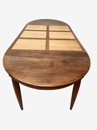 Table Art Déco en noyer massif XX siècle
