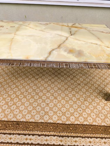 Table basse bois chrome marbre