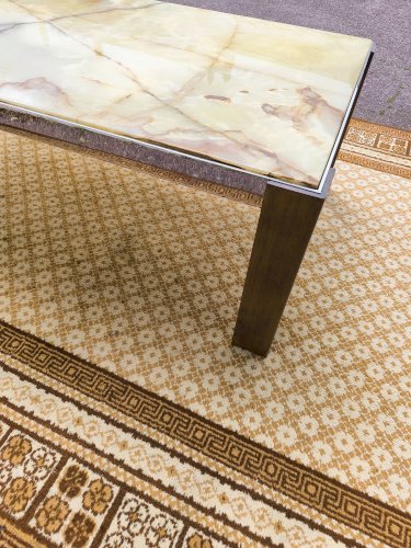 Table basse bois chrome marbre