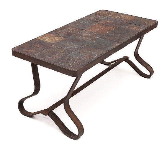 Table basse brutaliste par Adnet