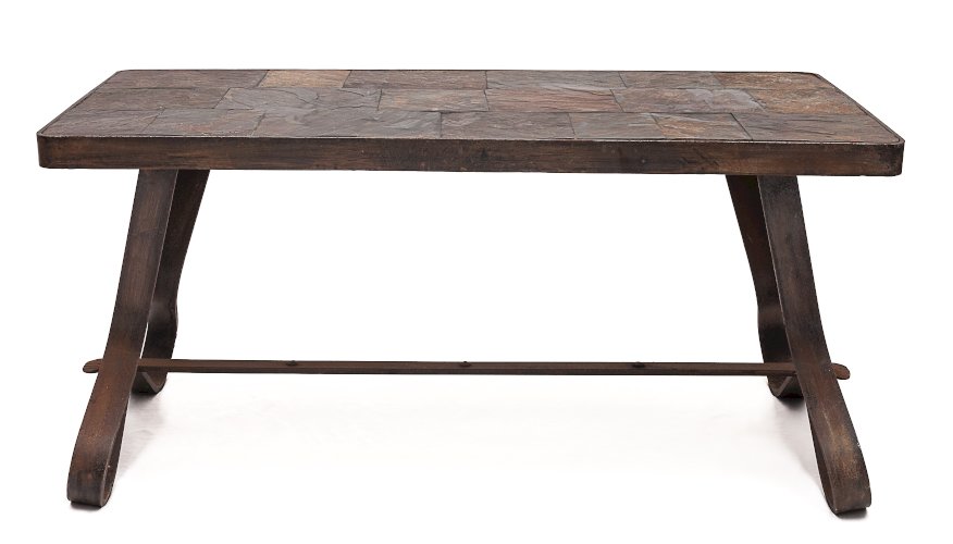 Table basse brutaliste par Adnet