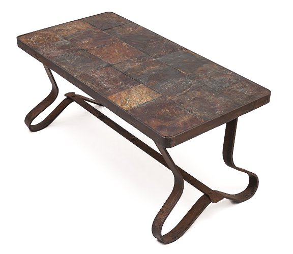 Table basse brutaliste par Adnet