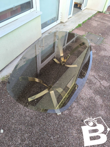 Table basse chrome doré et verre fumé Roger sprunger