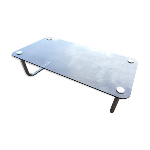 Table basse chromé et verre noir fumé space age italienne