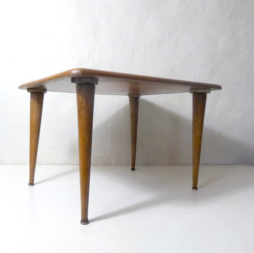 table basse d'appoint Vintage en bois pieds compas Design années 1950/60