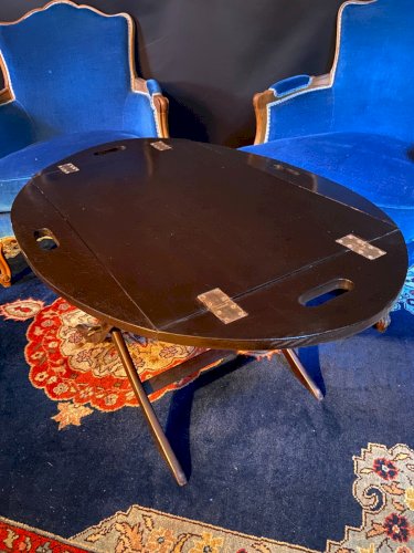 Table basse de bateau modulable pliante bois exotique plateau majordome Marine