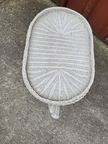 TABLE BASSE ELEPHANT EN ROTIN BLANC