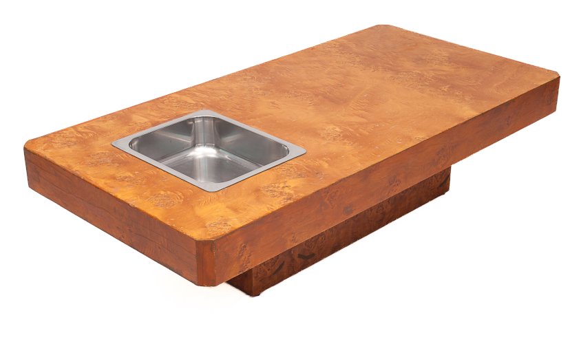 Table basse en loupe d'orme