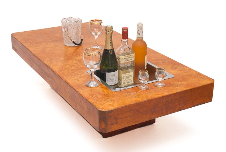Table basse en loupe d'orme
