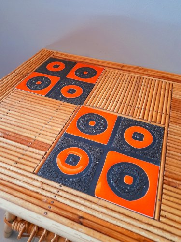 Table basse en rotin Audoux Minet/Capron 1950