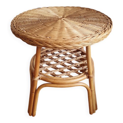 Table basse en rotin vintage