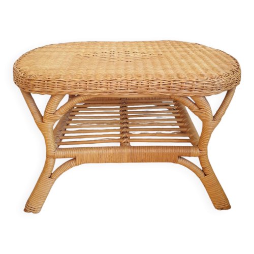 Table basse en rotin vintage
