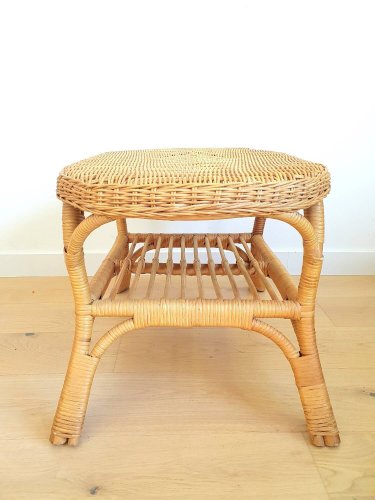 Table basse en rotin vintage
