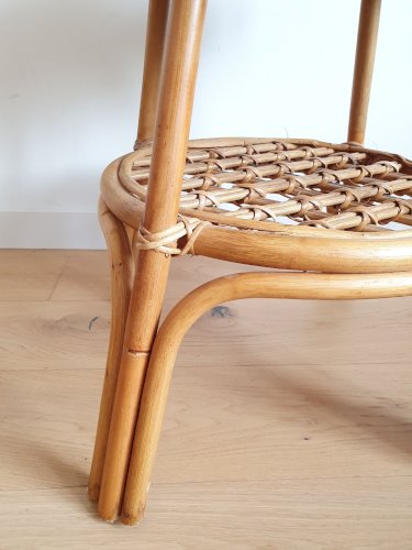 Table basse en rotin vintage