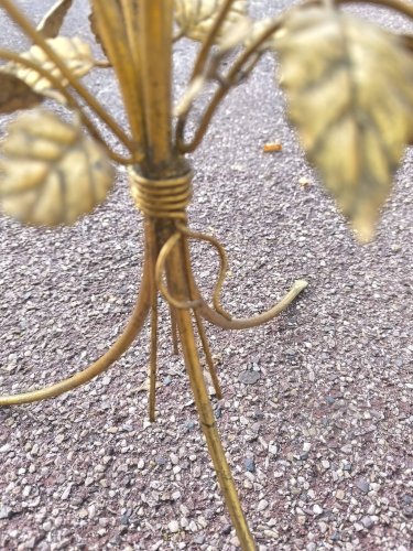 Table basse en verre  à fleurs en métal doré Florentine